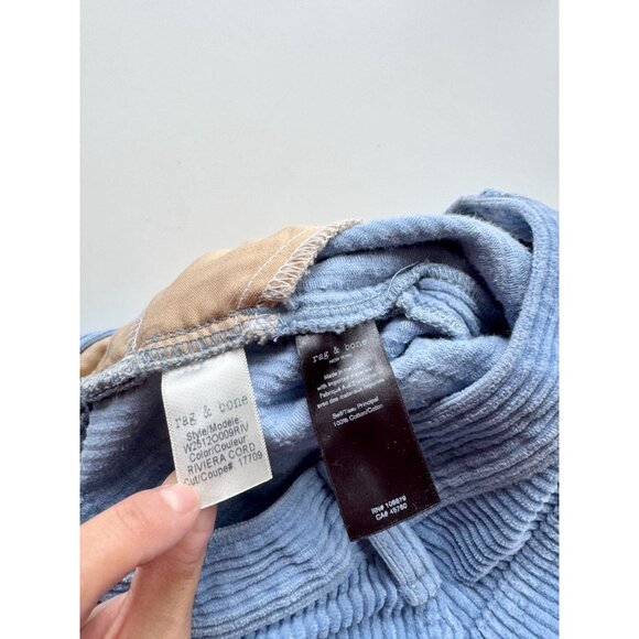 RAG & BONE Riviera Blue Cotton Corduroy Cropped Straight Leg Pants, Size 27 - Picture 11 of 12